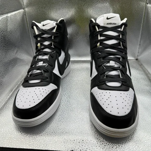 Size 10.5 AMBUSH x Nike‎ Dunk High Black White Mens Lace Up Sneakers CU7544-001 - Picture 4 of 12